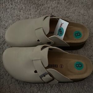 Beige Slip-On Clogs platform